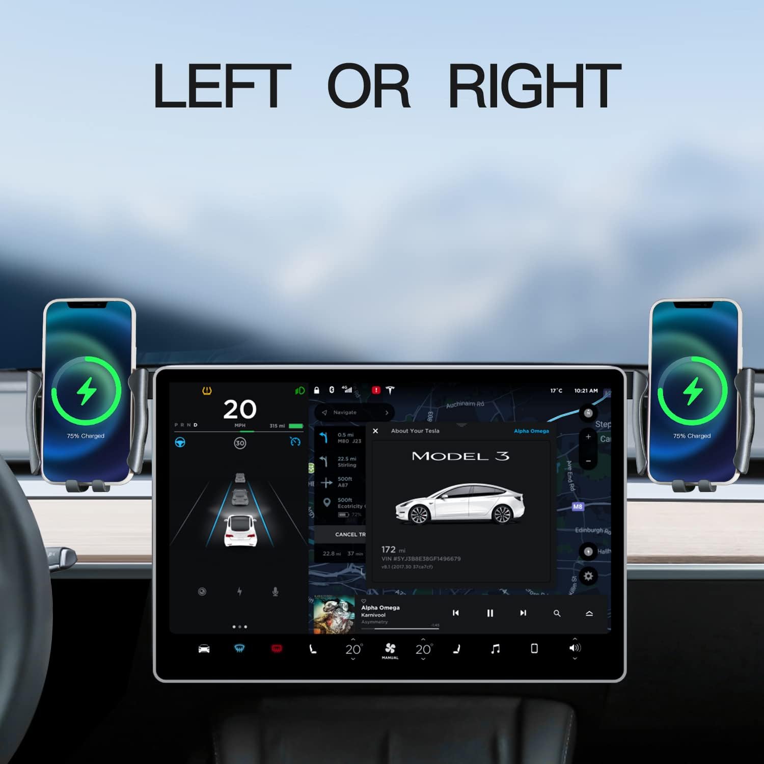 Tesla Model 3 Y Monitor Magnetic Phone Mount and Sunglasses case Fixed Clip Safety Car Cell Phone Holder Stand for Tesla Accessories 2017-2024