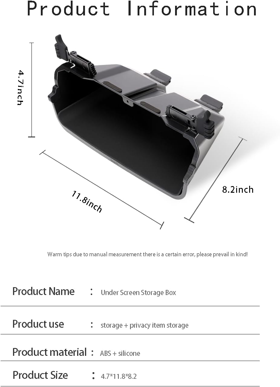 Under Screen Organizer for Tesla Model 3/Y Center Console Storiage Box Tray for Tesla Model Y(Juniper) and Model 3(Highland) Accessories 2021-2026