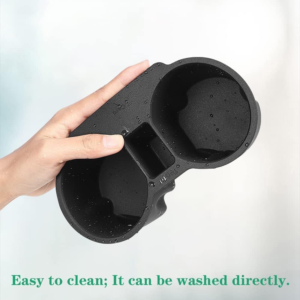 Tesla Model 3 Model Y Water Cup Holder Insert Center Console Slot Slip Limit Clip Rubber Kit no More Spilled Drinks(Black)