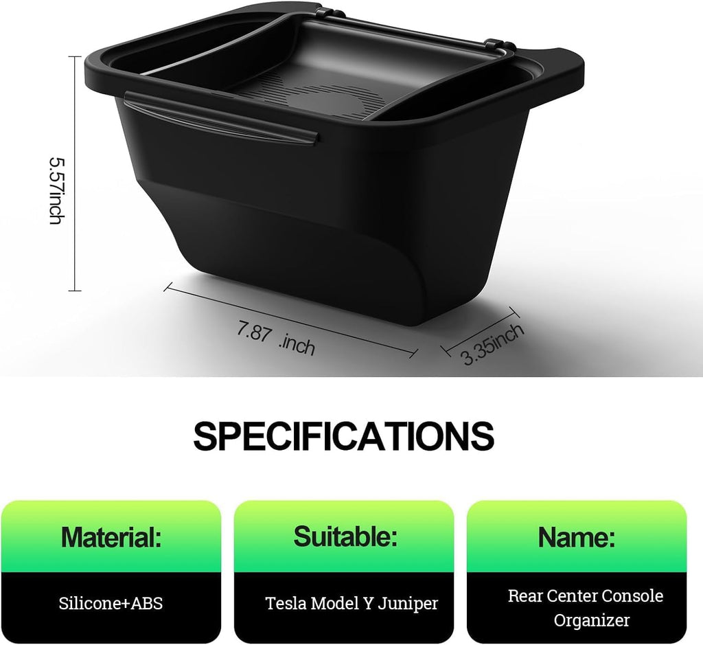 New Tesla Model Y Rear Center Console Organizer Tray Silicone Storage Box 2nd Row Seat Organizer Container Tesla Model Y Juniper Accessories 2025-2026