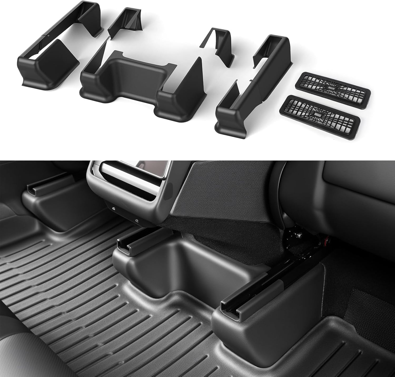 New Model Y Underseat Protector TPE 2nd Row Kick Cover Under Seat Slide Fleece Protector Accessories for Tesla New Model Y (Juniper) Interior Accessories 2025-2026