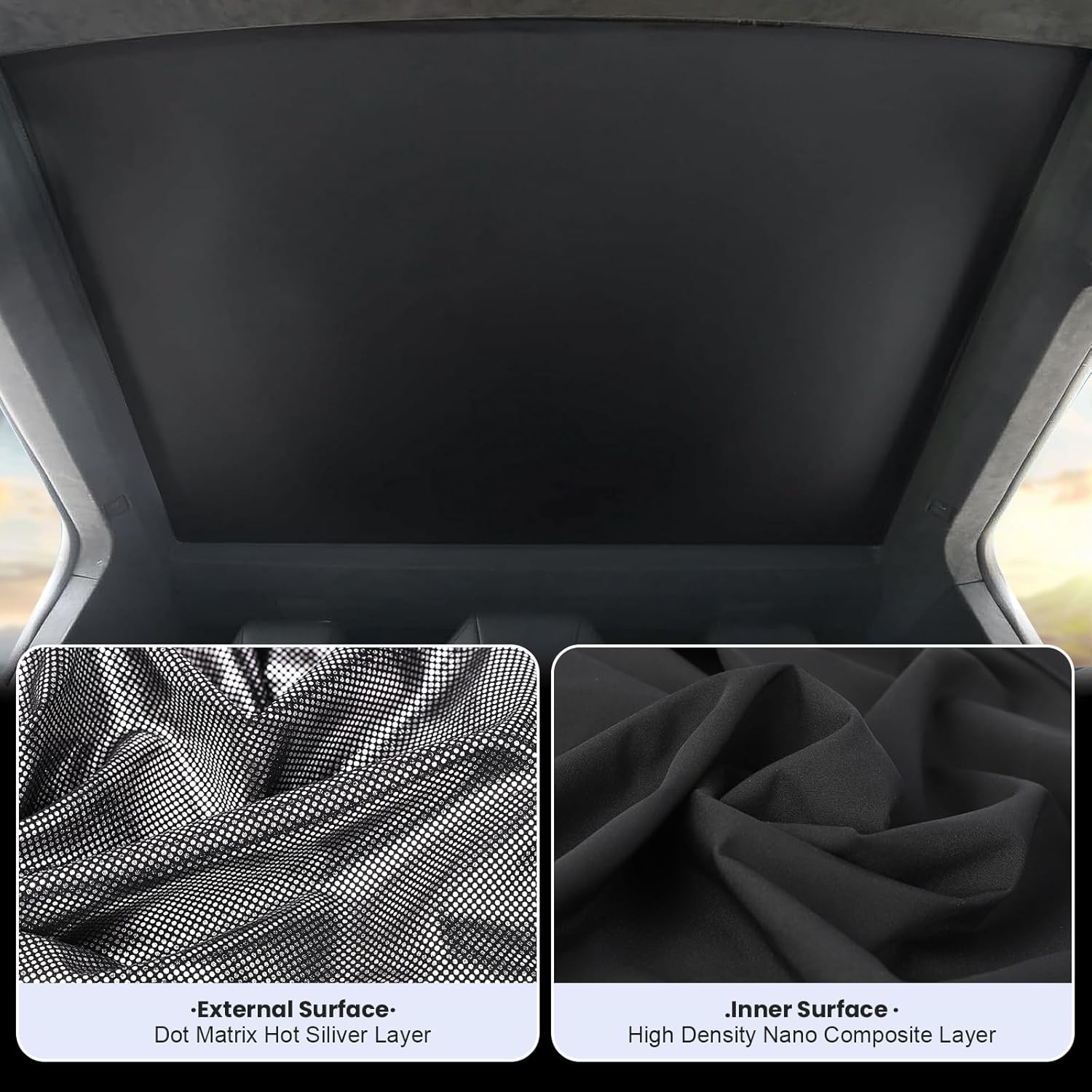2025 Upgraded Cybertruck Roof Sunshade Heat-Insulating, UV-Protective, Nano-Reflective Interior Accessories for Tesla Cybertruck 2024-2025