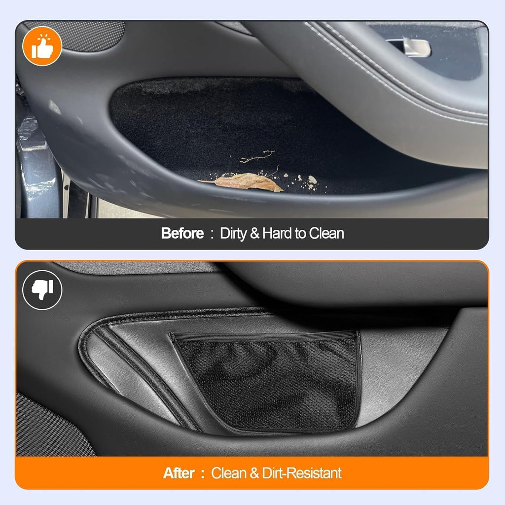 Tesla New Model Y (Juniper) Door Side Organizers PU Leather Door Storage Box Set Suitable for Model Y Interior Accessories, 4-Piece Set