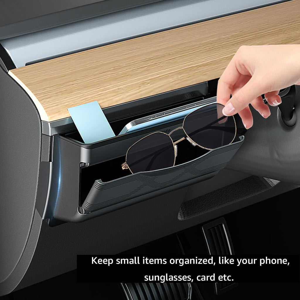 Dashboard Organizer for Tesla Model Y Model 3 Multifunctional Storage Box Sunglasses Phone Holder Glove Box Organized Accessories for Tesla Model Y/3 2017-2024