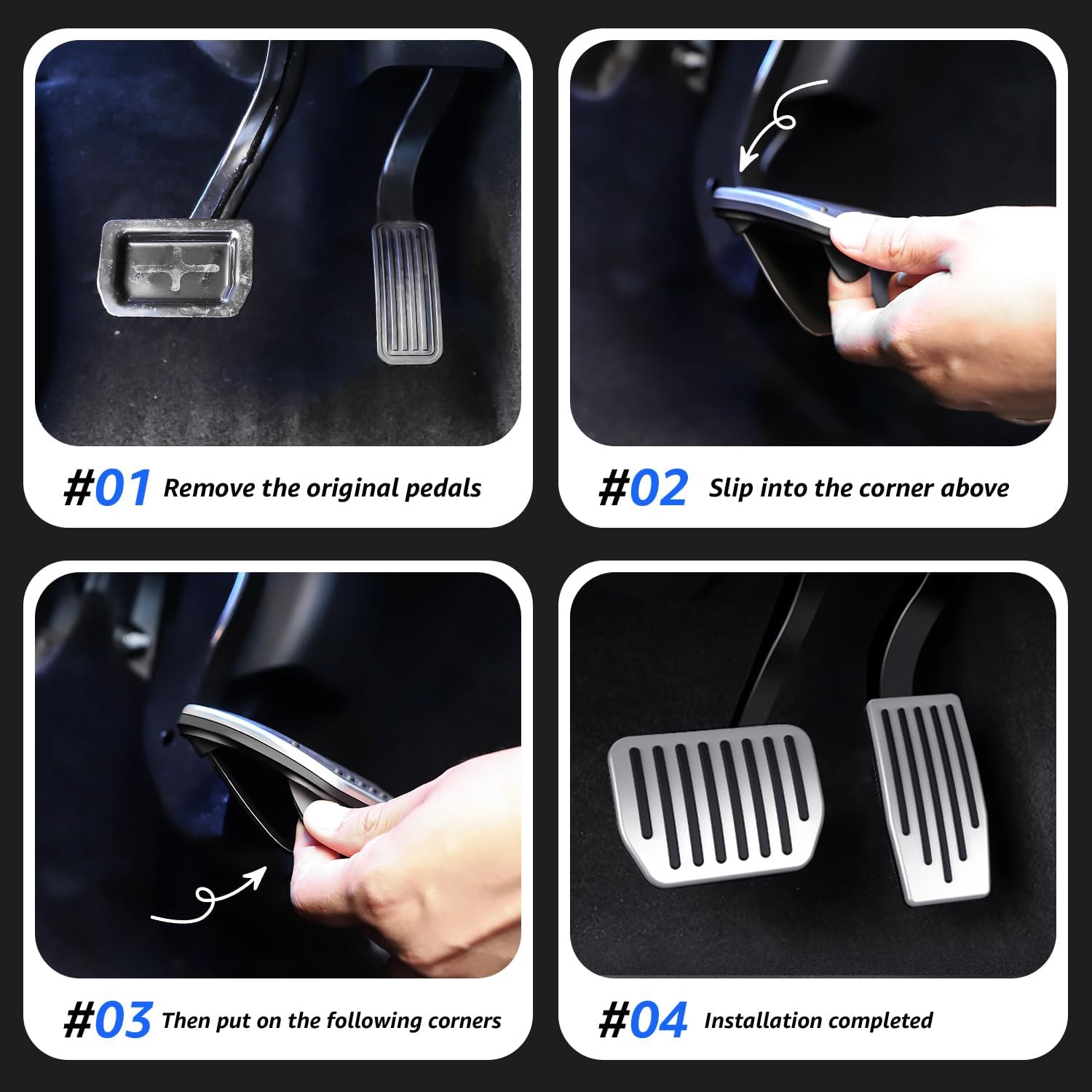 Tesla Performance Pedal Pads Cover Foot Aluminum Non-Slip Pedals for Model Y(Juniper) Model 3(Highland) and Tesla Model 3/Y 2017-2026