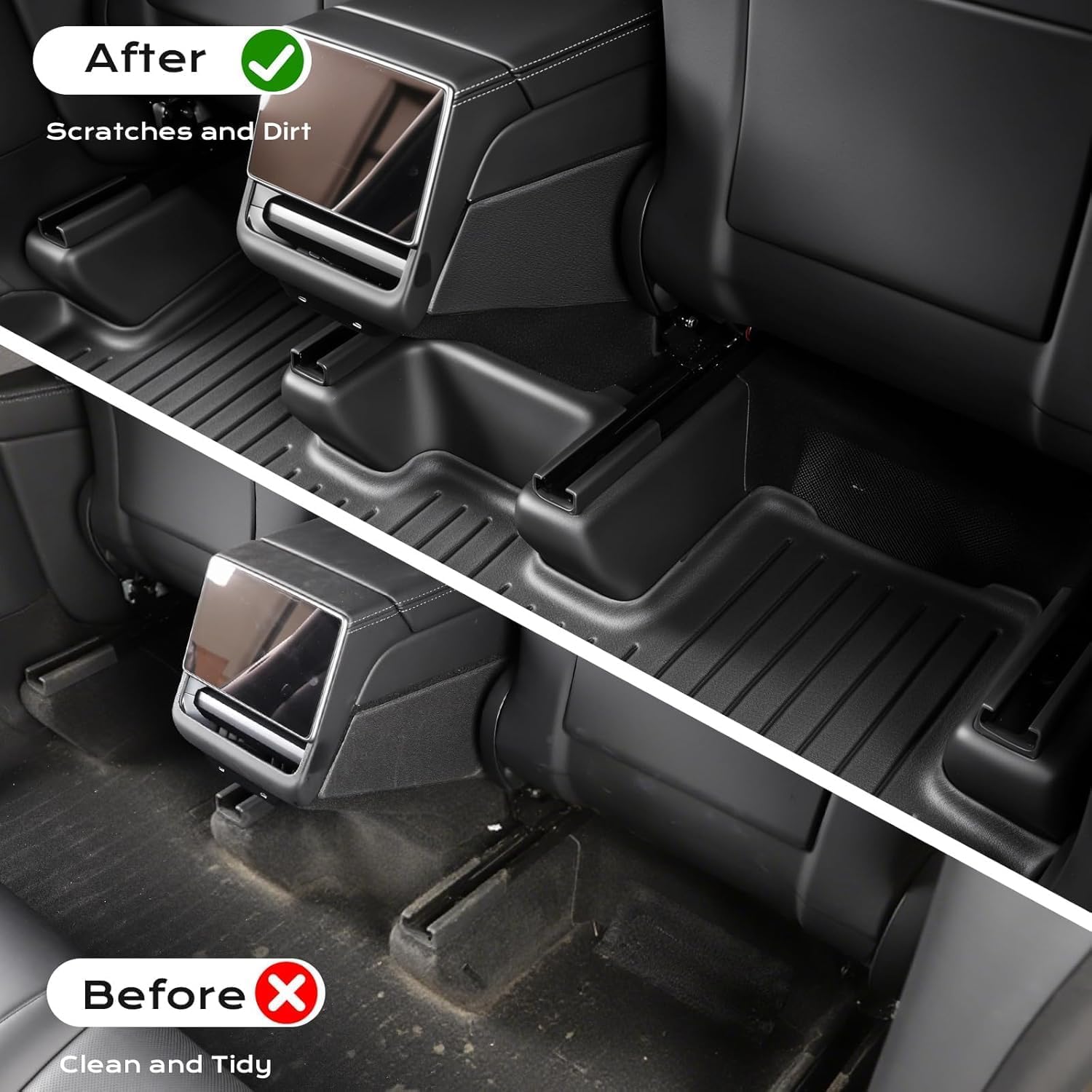 New Model Y Underseat Protector TPE 2nd Row Kick Cover Under Seat Slide Fleece Protector Accessories for Tesla New Model Y (Juniper) Interior Accessories 2025-2026