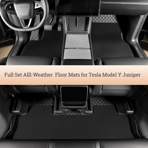 Floor Mats for Tesla New Model Y Juniper PU Leather Floor Mats for Tesla Model Y Accessories 2025-2026