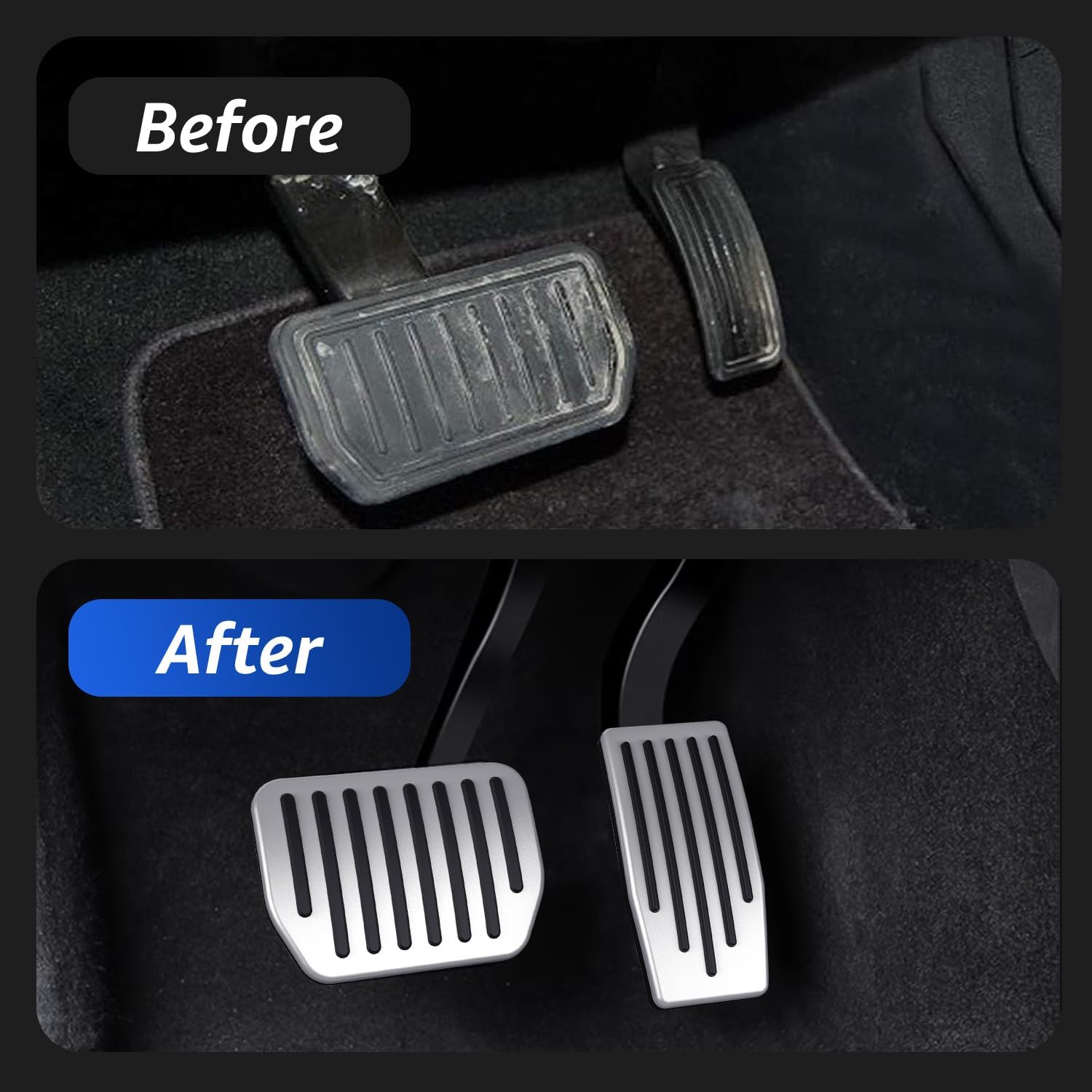 Tesla Performance Pedal Pads Cover Foot Aluminum Non-Slip Pedals for Model Y(Juniper) Model 3(Highland) and Tesla Model 3/Y 2017-2026