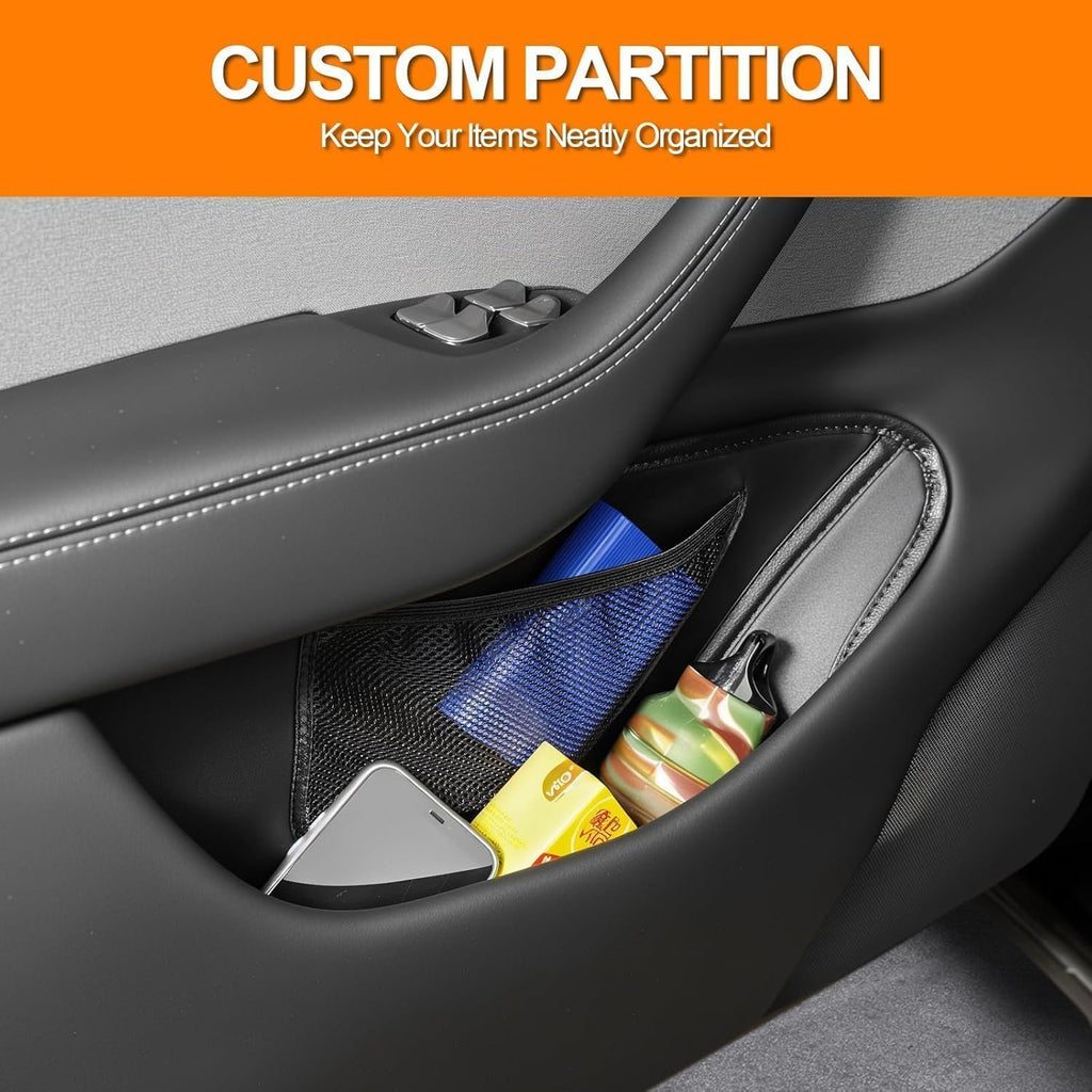 Tesla New Model Y (Juniper) Door Side Organizers PU Leather Door Storage Box Set Suitable for Model Y Interior Accessories, 4-Piece Set