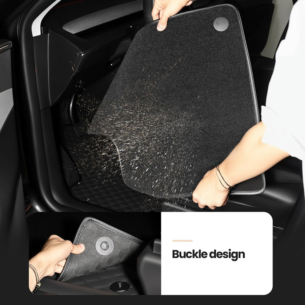 Floor Mats for Tesla New Model Y Juniper PU Leather Floor Mats for Tesla Model Y Accessories 2025-2026