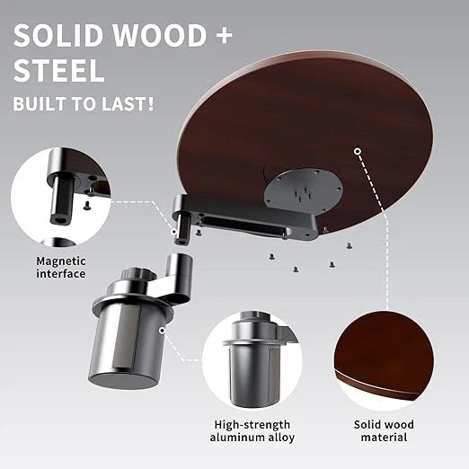 Car Tray & Car Desk for Laptop, 360° Rotating Wood Cup Holder Table