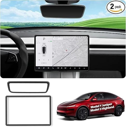 TSLARTS Tesla Model 3/Y 3-in-1 Interior Upgrade Set – Screen Frame, Mirror Cover & Door Latch Protectors