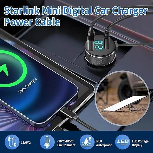 Starlink Mini DC Power Cable Cigarette Lighter Adapter,12V-48V StarLink Mini Car