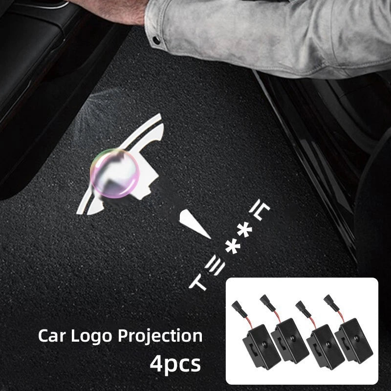 2PCS 3D LED Car Door Welcome LightsWireless Shadow for Tesla Model 3 Y X S