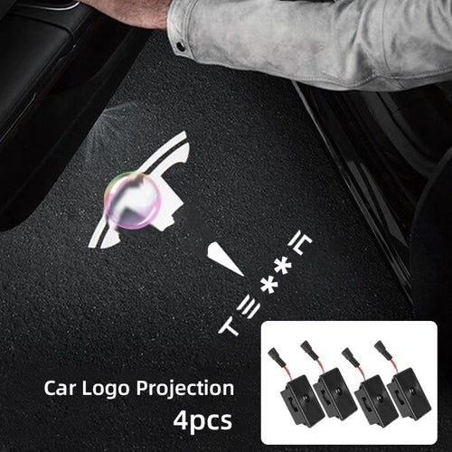 2PCS 3D LED Car Door Welcome LightsWireless Shadow for Tesla Model 3 Y X S