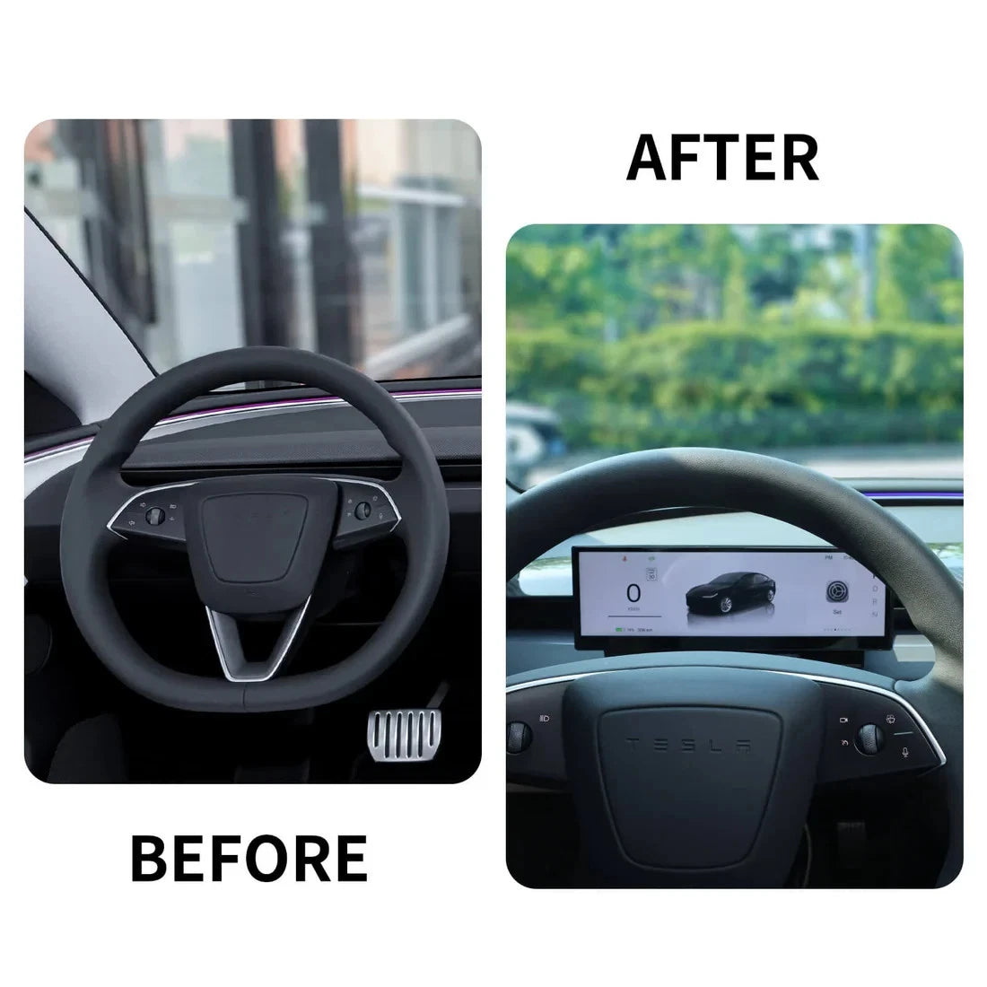 TSLARTS 10.88″ Ultra-Wide HD Digital Instrument Cluster for Tesla Model 3/Y, Behind-Steering Driving Display