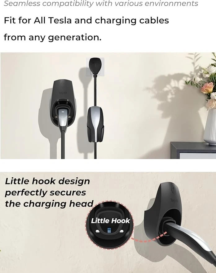 Charger Mount Holder Charging Cable Organizer with Charger Slot for Tesla Motor